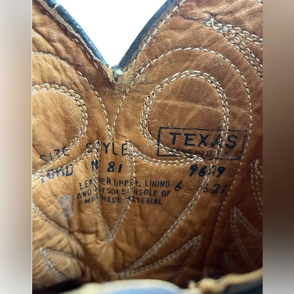Vintage TEXAS Men's Leather Western Cowboy Boots Size 10.5 D Brown Wing Tip M 81
